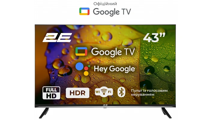 Телевізор 2E (2E-43A07KF) 43" LED FHD 60Hz Smart Google TV Black, фото № 1
