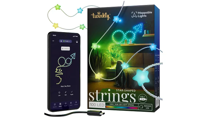 LED гірлянда Twinkly Smart LED Strings Star RGB 100 IP20 USB-C (6 м), фото № 1