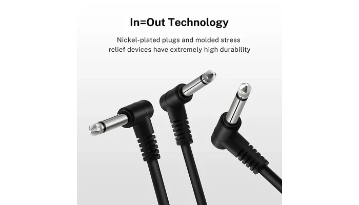 Набір інструментальних патч-кабелів Donner Music Guitar Patch Cable Black 6-Pack 15cm EC1048, фото № 3