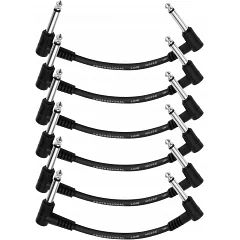 Набір інструментальних патч-кабелів Donner Music Guitar Patch Cable Black 6-Pack 15cm EC1048