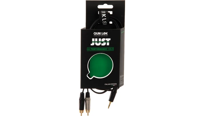 Міжблочний кабель 2 x RCA тато - mini jack 3.5 стерео тато QUIK LOK JUST J352RCA 2m, фото № 1