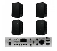 Комплект звуку 4all Audio SET 4 x WALL 420 Black 1 x PAMP-100-2z для приміщень до 40 м²