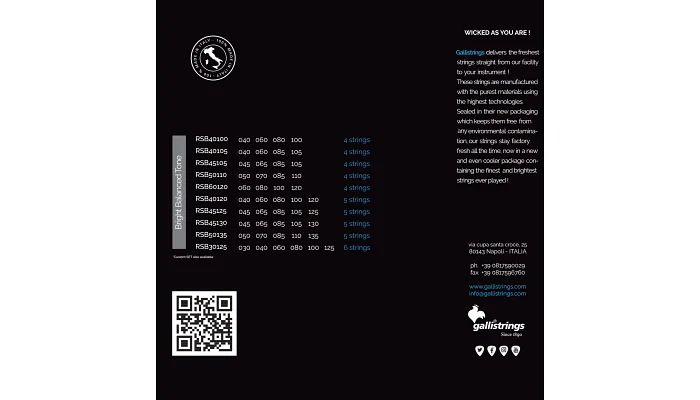 Набір струн для бас гітари Gallistrings RSB40100, фото № 2