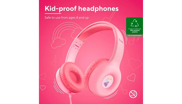 Накладні навушники Trust Nouna Headphones (pink), фото № 9