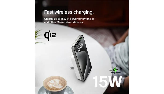 Зовнішній акумулятор (повербанк) Belkin 8000 мАч, MagSafe Wireless, білий, фото № 10