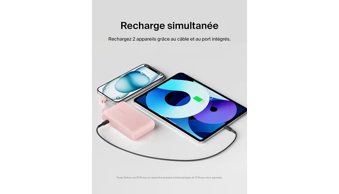 Зовнішній акумулятор (повербанк) Belkin 10000 мАг, 20Вт, USB-C, рожевий, фото № 9