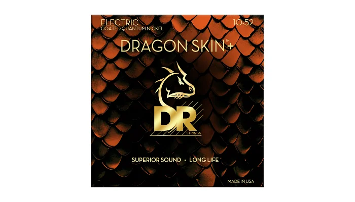 Набір струн для електрогітари DR Strings DRAGON SKIN+ Electric - Medium-Heavy (10-52)