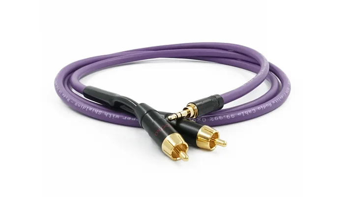 Межблочный кабель Melodika Purple Stereo jack cable 3.5mm - 2xRCA (2m), фото № 3