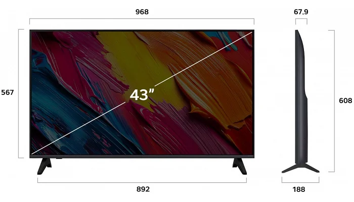 Телевізор LG 43QNED70A6A 43" QNED 4K 60Hz Smart WebOS Black, фото № 4