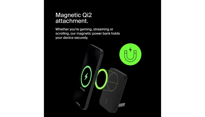 Зовнішній акумулятор (повербанк) Belkin 8000 мАг, MagSafe Wireless (black), фото № 9