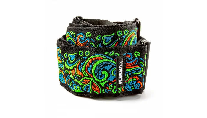 Гітарний ремінь DUNLOP JH27 BLACKLIGHT LOVE DROPS BLUE STRAP, фото № 1