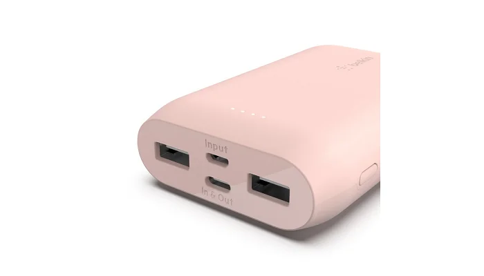 Зовнішній акумулятор (повербанк) Belkin 10000 мАг 15W Dual USB-A, USB-C (Rose Gold), фото № 3