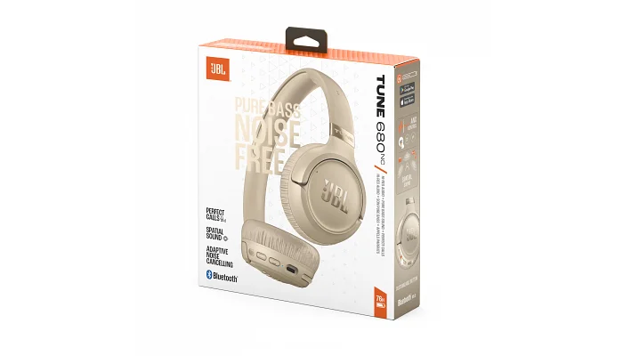Бездротові накладні навушники JBL Tune 680NC (Beige), фото № 10