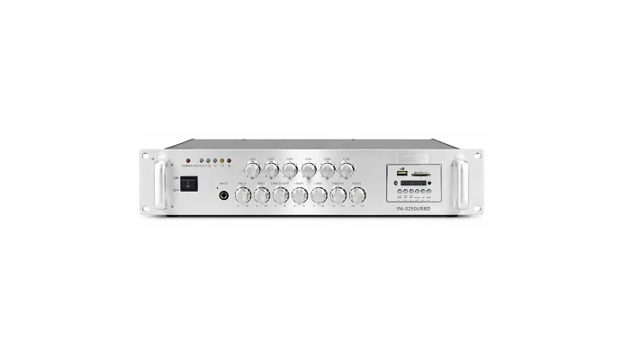Трансляційний підсилювач потужності ProRecAudio PA-5250USBDS, 250Вт, USB/SD, 2U (сріблястий), фото № 1