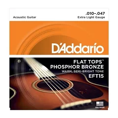 Набір струн для акустичної гітари DADDARIO EFT15 FLAT TOPS EXTRA LIGHT 10-47