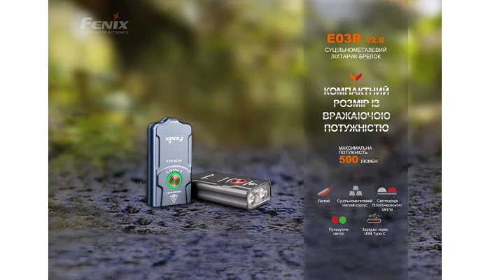 Ліхтар наключний Fenix E03R V2.0 (синій), фото № 5