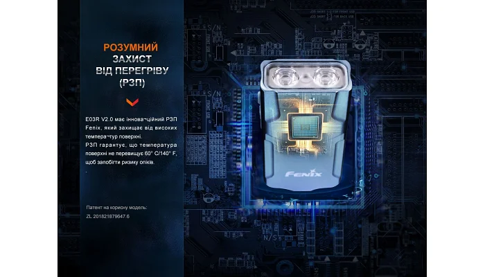 Ліхтар наключний Fenix E03R V2.0 (синій), фото № 24