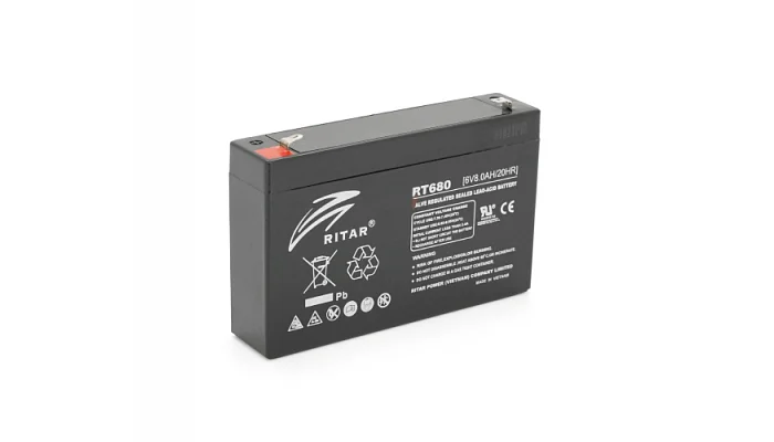 Акумуляторна батарея AGM RITAR RT680 6V / 8Ah (Black Case), фото № 1