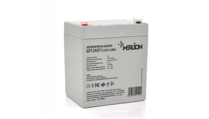 Аккумуляторная батарея AGM MERLION GP1245F1 12V / 4.5Ah, фото № 1