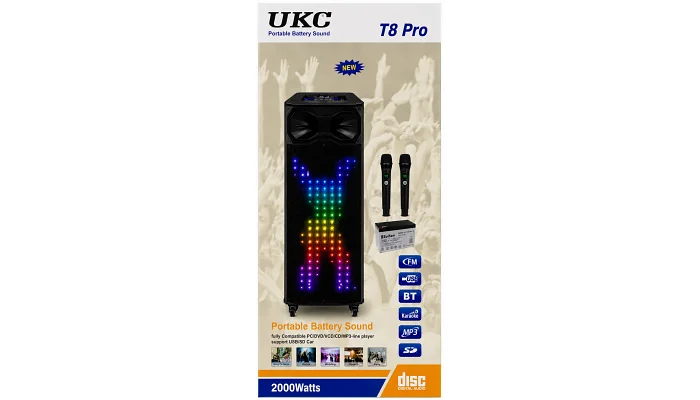Автономна акустична система TMG T8 Pro (2MIC+MP3+USB+FM+BT), фото № 5