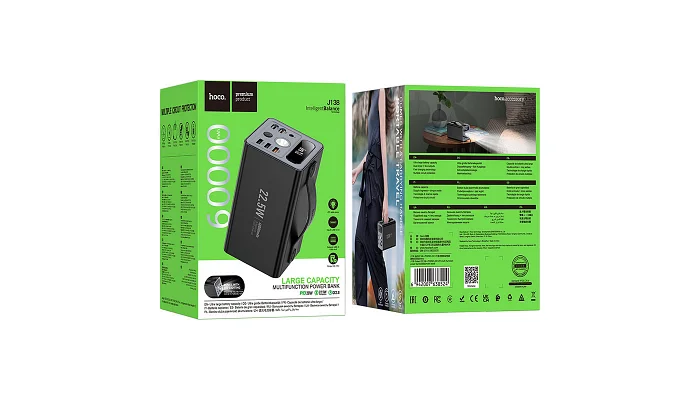 Зовнішній акумулятор (повербанк) HOCO J138 (60000 mAh), Black, фото № 6