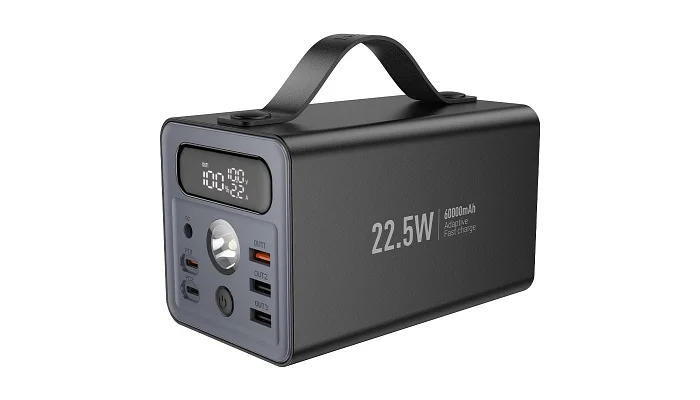Зовнішній акумулятор (повербанк) HOCO J138 (60000 mAh), Black, фото № 1