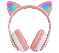 Дитячі бездротові Bluetooth навушники з підсвічуванням Voltronic Cat Ear YR-28 Led (Pink)