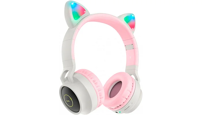 Дитячі бездротові Bluetooth навушники з підсвічуванням HOCO W27 (Pink/Gray), фото № 2