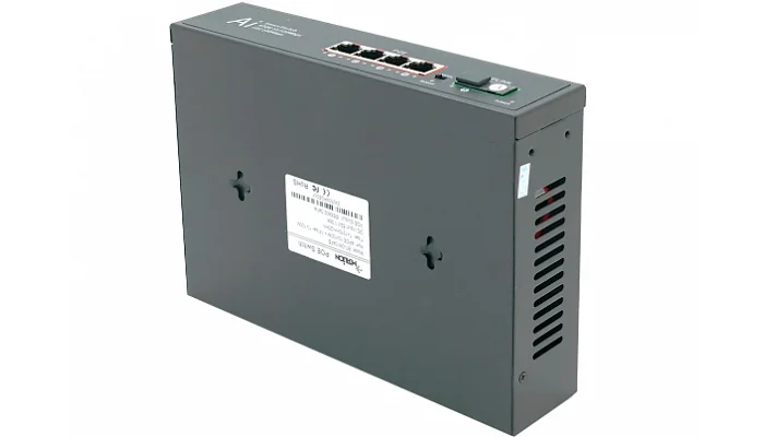 PoE-комутатор MERLION, 4×10/100 PoE + 1×Single Fiber Tx1310nm 20km, 52V 1.38A (вбудований БП), фото № 2
