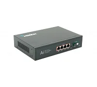 PoE-комутатор MERLION, 4×10/100 PoE + 1×Single Fiber Tx1310nm 20km, 52V 1.38A (вбудований БП)