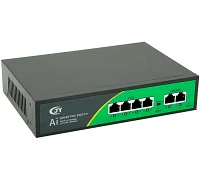 PoE-комутатор Voltronic JY-1006B, 4×10/100 PoE + 2×RJ45 10/100, 52V 1.38A (вбудований БП)