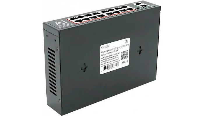 PoE-комутатор MERLION, 16×10/100/1000 PoE + 2×RJ45, 52V 3.85A (вбудований БП), фото № 2