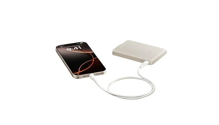 Портативний зарядний пристрій Belkin 5000 мА·год, Slim Magnetic Wireless (пісочний), фото № 7