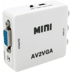 Конвертер Mini Voltronic AV - VGA, вход 3RCA (мама) на выход VGA (мама), 720P/1080P, white