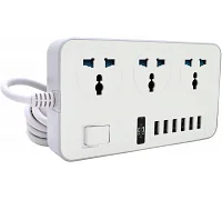 Сетевой фильтр Voltronic ТВ-Т09 (3 розетки + 6 USB), white-grey