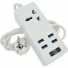 Мережевий фільтр Voltronic ТВ-Т06 (1 розетка + 4 USB), white