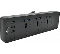 Мережевий фільтр Voltronic ТВ-Т11 (3 розетки + 3 USB), з перемикачем на кожну розетку, black