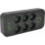 Мережевий фільтр Voltronic F06U (6 розеток EU + 4 USB + 1PD), кнопка увімкнення з індикатором, black