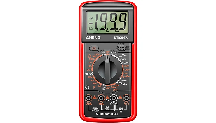 Мультиметр ANENG DT9205A-12 (V, A, R, C), функція hFE, фото № 2