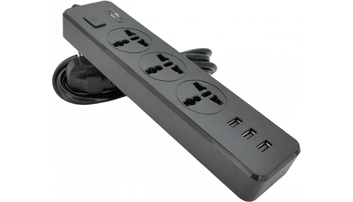 Мережевий фільтр Voltronic ТВ-Т13 (3 розетки + 3 USB), black, фото № 1