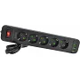 Сетевой фильтр Voltronic F25U (5 розеток EU + 3 USB + PD), кнопка включения с индикатором, black