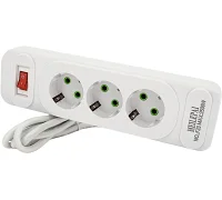 Мережевий фільтр Voltronic F23 (3 розетки EU), кнопка увімкнення з індикатором, white