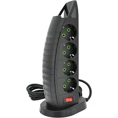 Сетевой фильтр Voltronic F14 (8 розеток EU + 3 USB + Type-C), кнопка включения с индикатором, black
