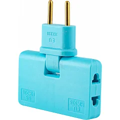 Трійник + перехідник 3 в 1 Voltronic UK/US-EU, 220 В/10 А, поворотний на 180° (синій)