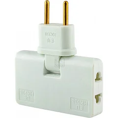 Трійник + перехідник 3 в 1 Voltronic UK/US-EU, 220 В/10 А, поворотний на 180° (білий)