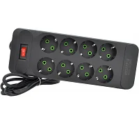 Мережевий фільтр Voltronic F34 (8 розеток EU), кнопка включення з індикатором, black