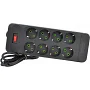 Мережевий фільтр Voltronic F34 (8 розеток EU), кнопка включення з індикатором, black