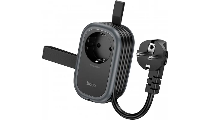 Мережевий фільтр HOCO NS7 (1 розетка + 2 USB + USB-C), black, фото № 2