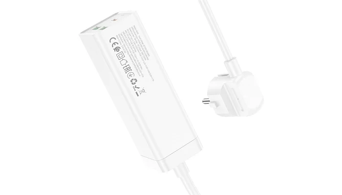 Мережевий фільтр HOCO AC9A (1 розетка + 2 USB+USB-C), white, фото № 3