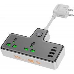 Сетевой фильтр HOCO AC11A (2 розетки + 3 USB+ USB-C), black